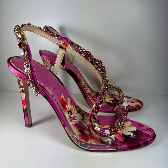 Jessica Simpson Jaycin Pink Floral Sandal Heels Women’s Size 8 - Picture 3 of 12